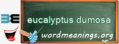 WordMeaning blackboard for eucalyptus dumosa